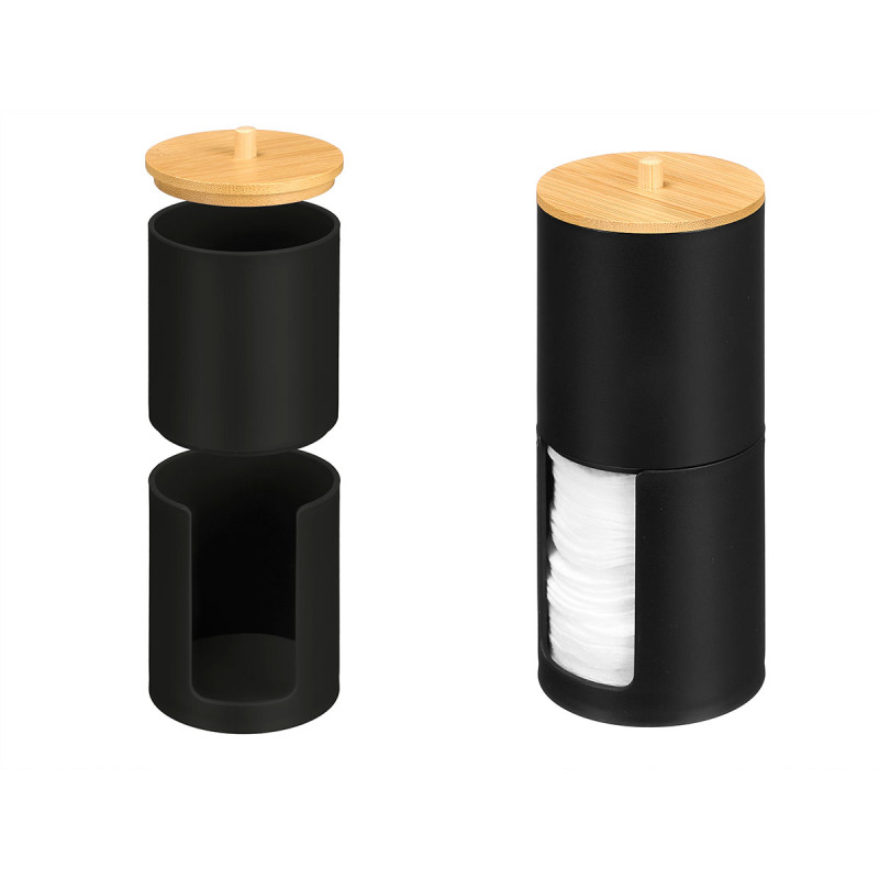BLACK BAMBOO DOUBLE LID PLASTIC CANISTER