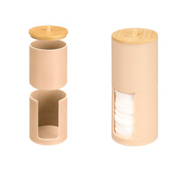 BOTE PLASTICO DOBLE TAPA BAMBU BEIGE