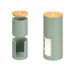 BOTE PLASTICO DOBLE TAPA BAMBU VERDE