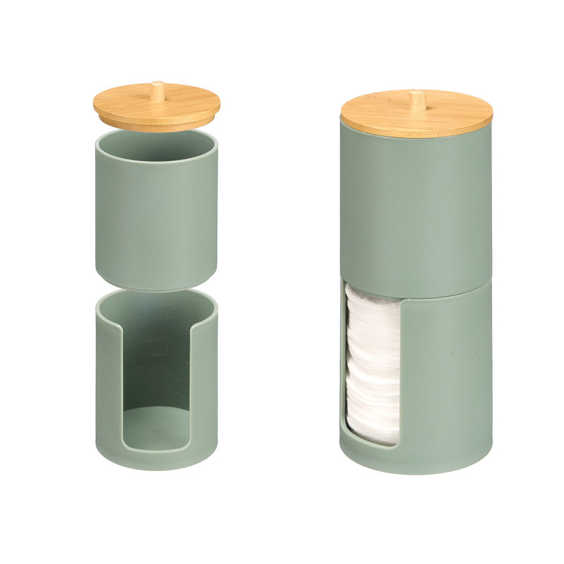 GREEN BAMBOO DOUBLE LID PLASTIC CANISTER