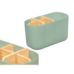 ORGANIZADOR PLASTICO BAMBU 5 HUECOS VERDE