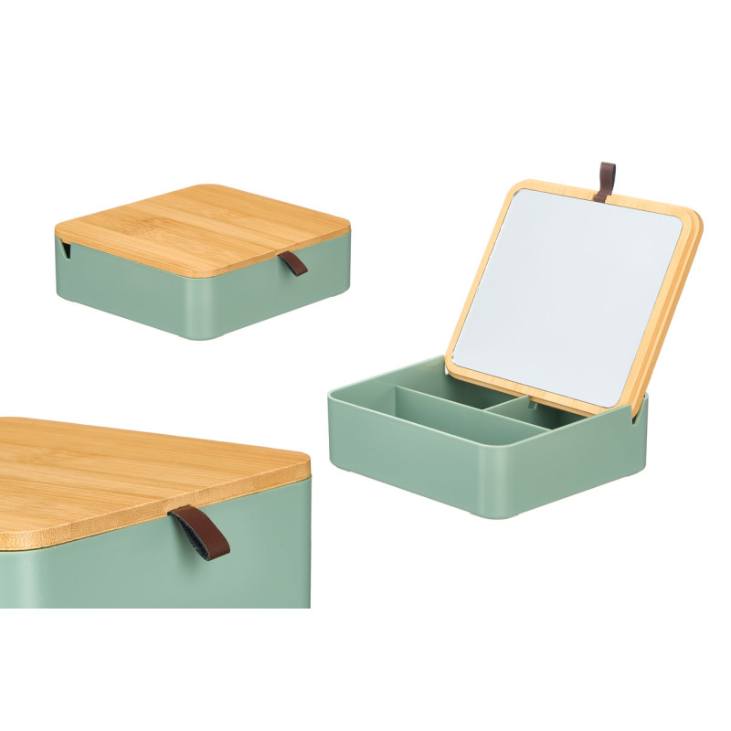 ORGANIZADOR PLASTICO ESPEJO BAMBU VERDE