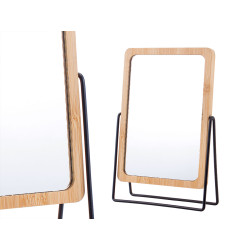 SPECCHIO BAMBU SUPPORTO METALLO NERO