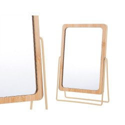 SPECCHIO BAMBU SUPPORTO METALLO BEIGE