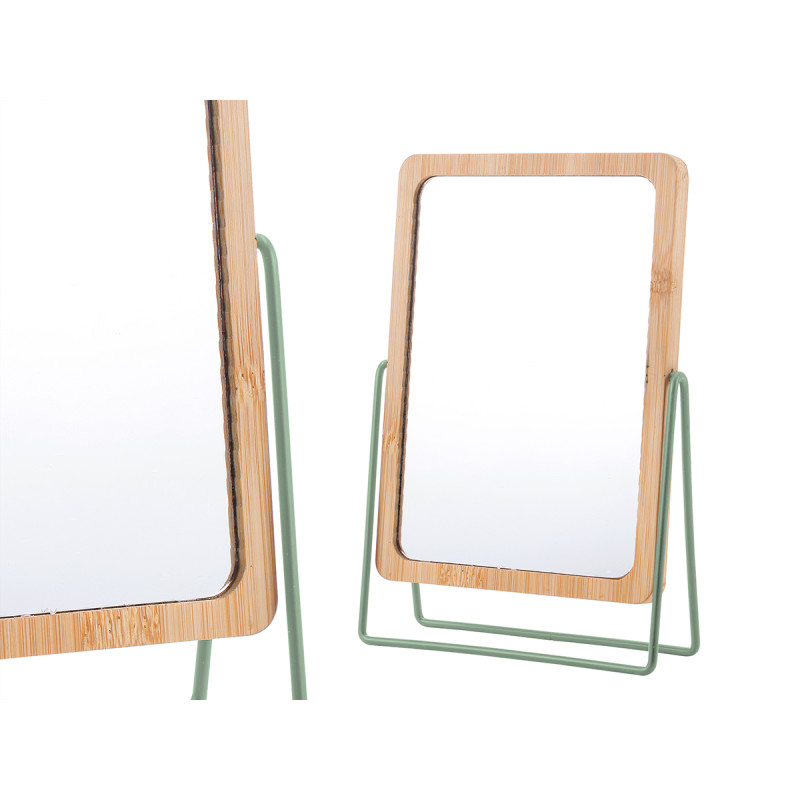 ESPELHO BAMBU SUPORTE METAL MENTA