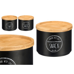 BAMBOO LID STACKABLE JAR ASSORTMENT 2 BLACK
