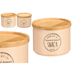 BAMBOO LID STACKABLE JAR ASSORTMENT 2 BEIGE
