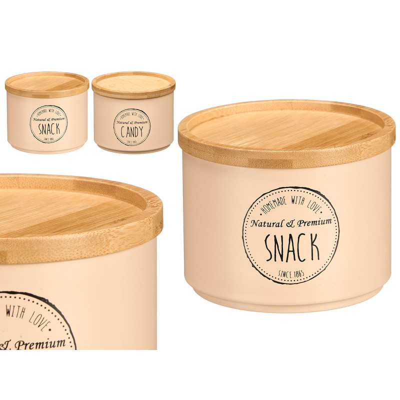 COUVERCLE BAMBOU POTS EMPILABLES ASSORT 2 BEIGE