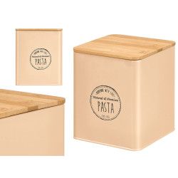 VASO QUADRATO PASTA BEIGE COPERCHIO BAMBU