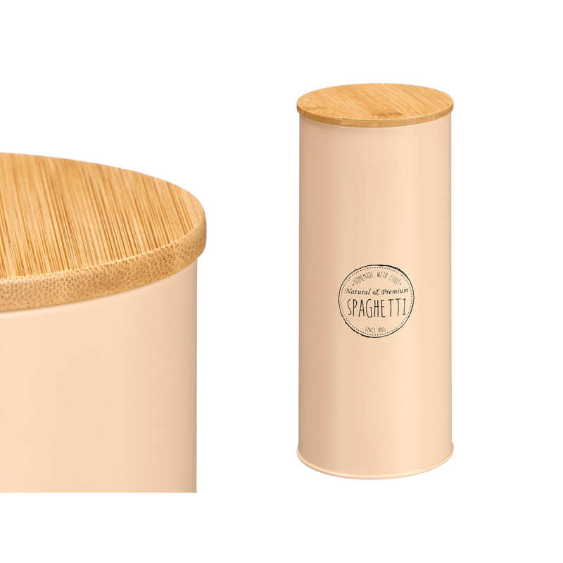 BARATTOLO ALTO COPERCHIO BAMBU SPAGHETTI BEIGE