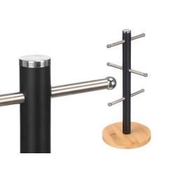 BLACK BAMBOO BASE 6 CUPS HOLDER