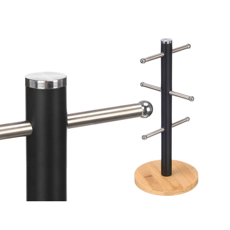 SOPORTE 6 TAZAS BASE BAMBU NEGRO