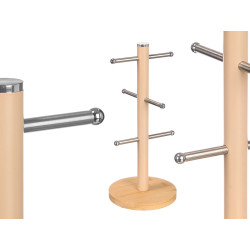CREAM BAMBOO BASE 6 CUPS HOLDER