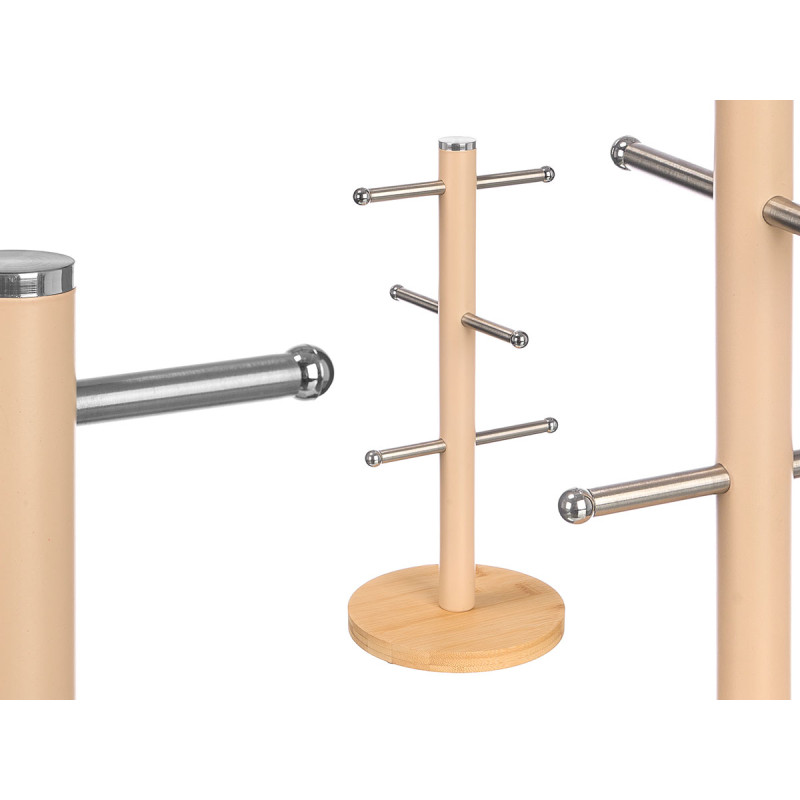 CREAM BAMBOO BASE 6 CUPS HOLDER
