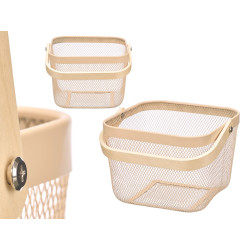 CESTINO QUADRATO BEIGE MANICO BAMBU