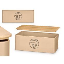 BREAD BOX BEIGE BAMBOO LID
