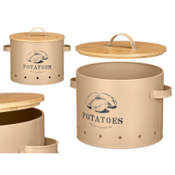 BEIGE BAMBOO LID POTATO BIN
