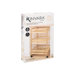 3 TIER WIDE BAMBOO TROLLEY WHEELS