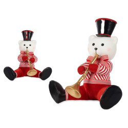 URSO NATALÍCIO SENTADO COM TROMPETE 45CM