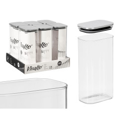BARATTOLO RETTANGOL BOROSILICAT 1,8L TAPPO ACCIAIO