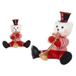 URSO NATALÍCIO SENTADO COM TROMPETE 32CM
