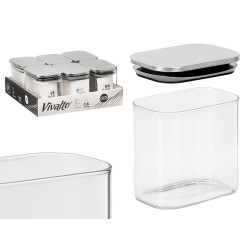 TARRO RECTANGULAR BOROSILICATO 800ML TAPA ACERO