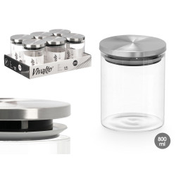 BARATTOLO ROTONDO BOROSILICATO 800ML TAPPO ACCIAIO