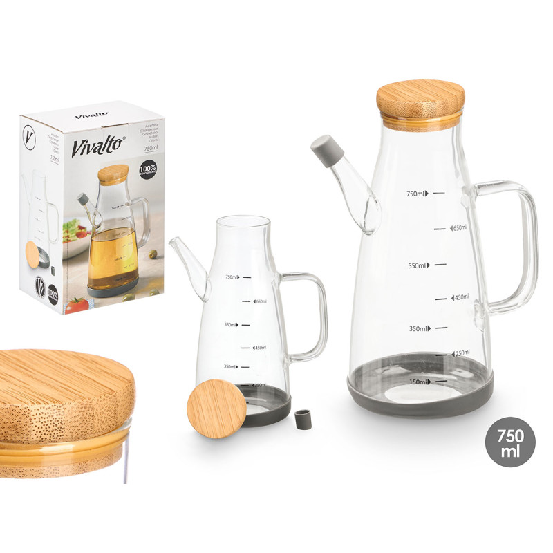 OLIERA BOROSILICATO 750ML TAPPO BAMBU