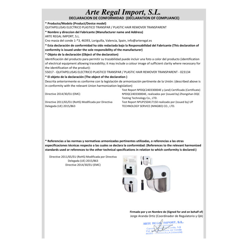 TOGLI PELUCCHI ELETTRICO PLASTICA TRASPA
