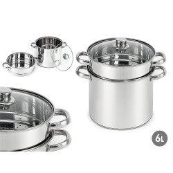PENTOLA E VAPORIERA ACCIAIO 6L