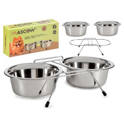SET 2 800ML STEEL PET FEEDERS 