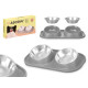 COMEDERO DOBLE METALICO DISEÑO GRIS