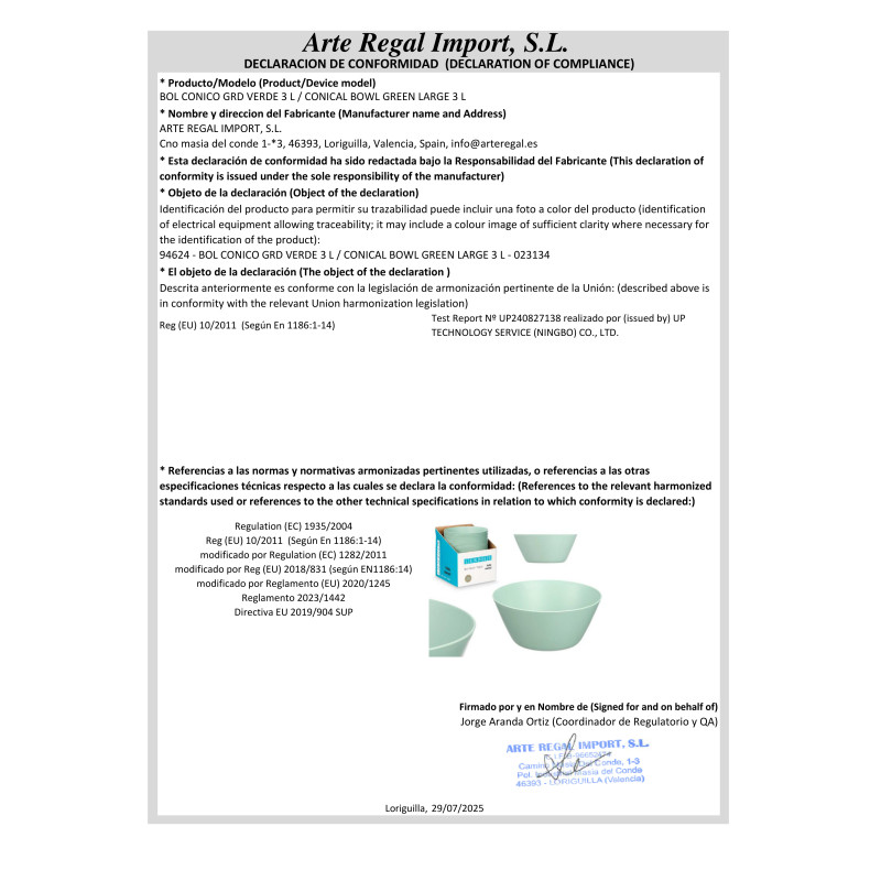 CIOTOLA CONICA GRD VERDE 3 L