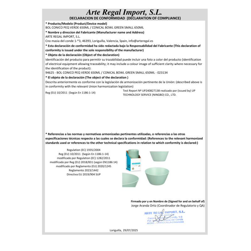 BOL PETIT CONIQUE VERT 650ML