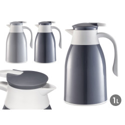 PLASTIC THERMOS FLASK GREY 1L ASSORT 2 