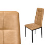 CHAISE EN CUIR BEIGE À HAUT DOSSIER