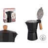 CAFETERA ALUMINIO 6 TAZAS NEGRA ASA MADERA