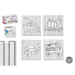 CRAFT CANVAS 15X15CM VEHICLES ASSORT 4