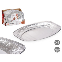 SET 4 BANDEJAS OVALADAS ALUMINIO 35X24CM