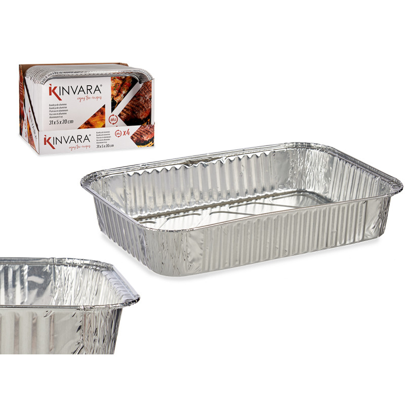 SET 4 BANDEJAS ALUMINIO RECTANGULAR MED