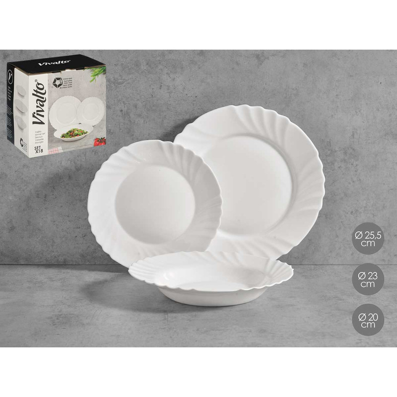 SET VAISSELLE RELIEF OPAL 18PCS