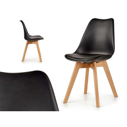 SILLA PLASTICO CON PATAS MADERA NEGRO