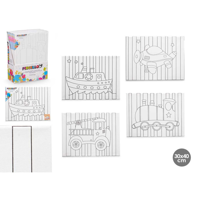 CRAFT CANVAS 30X40CM VEHICLES ASSORT 4