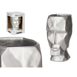 JARRON CARA 3D PLATA
