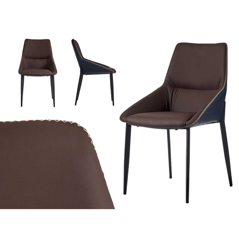 FAUTEUIL MARRON CLASSIQUE LISSE AVEC BORD TRESSÉ
