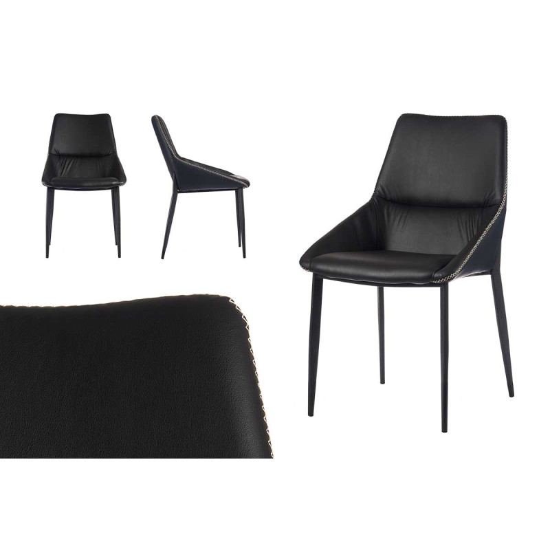 SILLON NEGRO CLASICO LISO CON BORDE TRENZADO