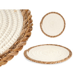 WHITE WITH NATURAL EDGE TABLECLOTH  30CM
