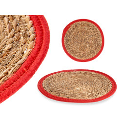 TAPETE NATURAL BORDE ROJO 35CM