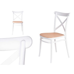 SILLA RATTAN PLASTICO BLANCA BEIGE