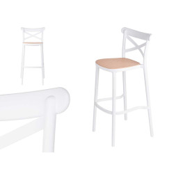 TABURETE RATTAN PLASTICO BLANCA BEIGE